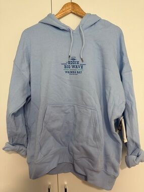 Rip Curl Pale Blue Pullover Hoodie with The Eddie Big Wave Graphic Surf